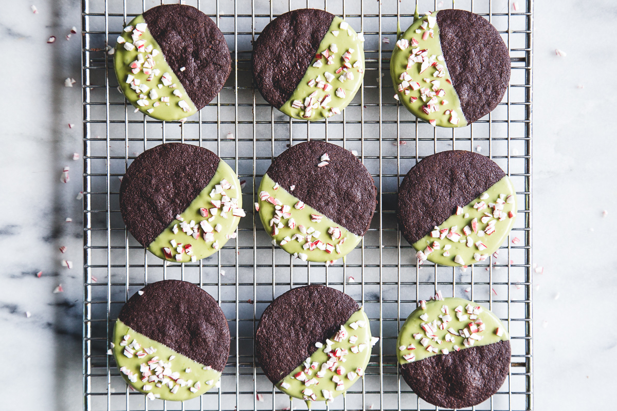 MATCHA-DIPPED DARK CHOCOLATE WAFER COOKIES